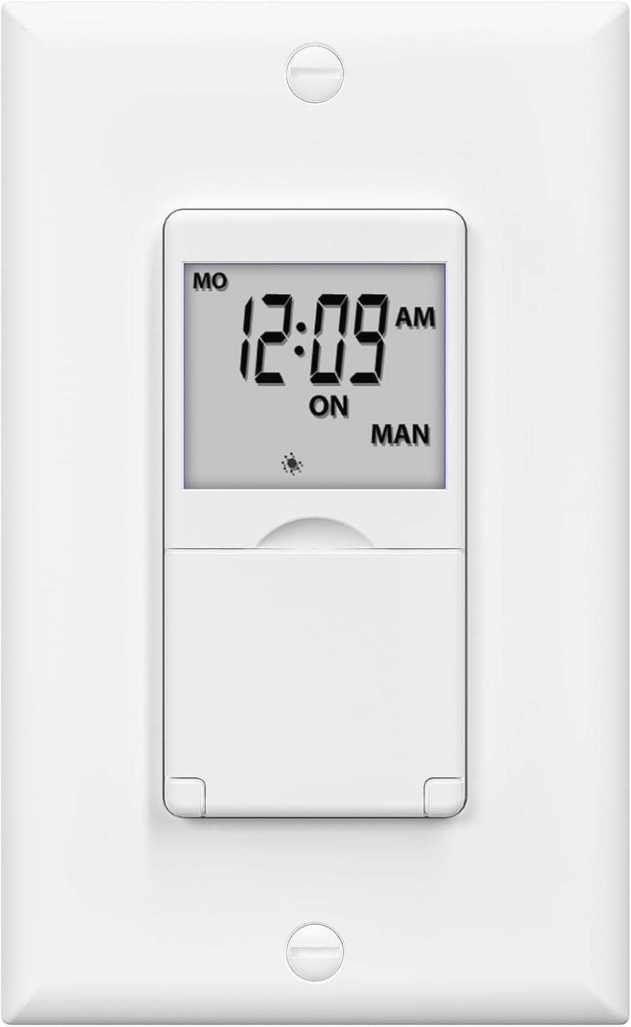 BN-LINK - 7-Day Programmable In-Wall Timer Switch for Lights, Fans & Motors, Single Pole/3-Way, Neutral Wire - White