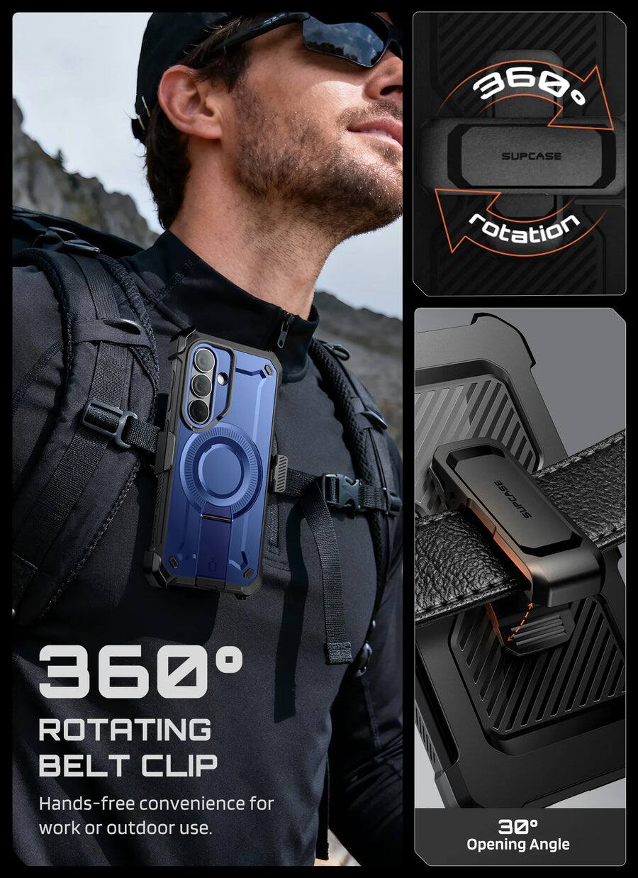360° SUPCASE Rotation SUPCASE 360° Rotating Belt Clip Hands-free convenience for work or outdoor use. 30° Opening Angle