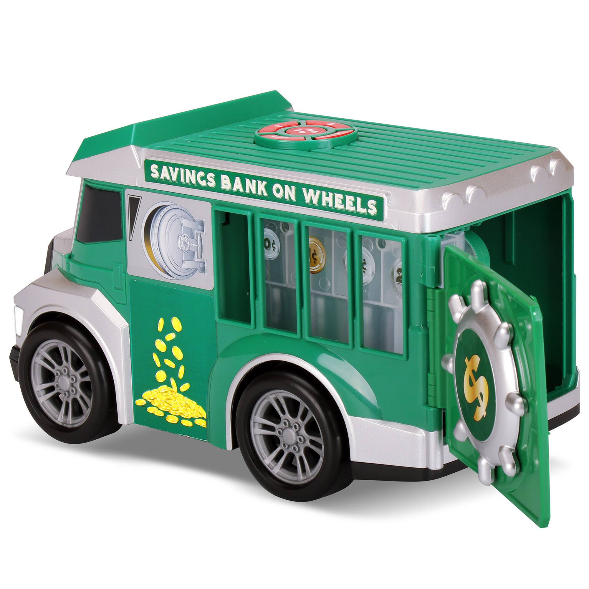 The text on the image reads "Savings Bank on Wheels."