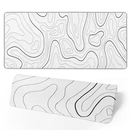 Front. Frangdom - Abstract Dripping Gaming Mouse Pad Large Non-slip Desk Mat 31.5 x 11.8 inch - White Topographic.