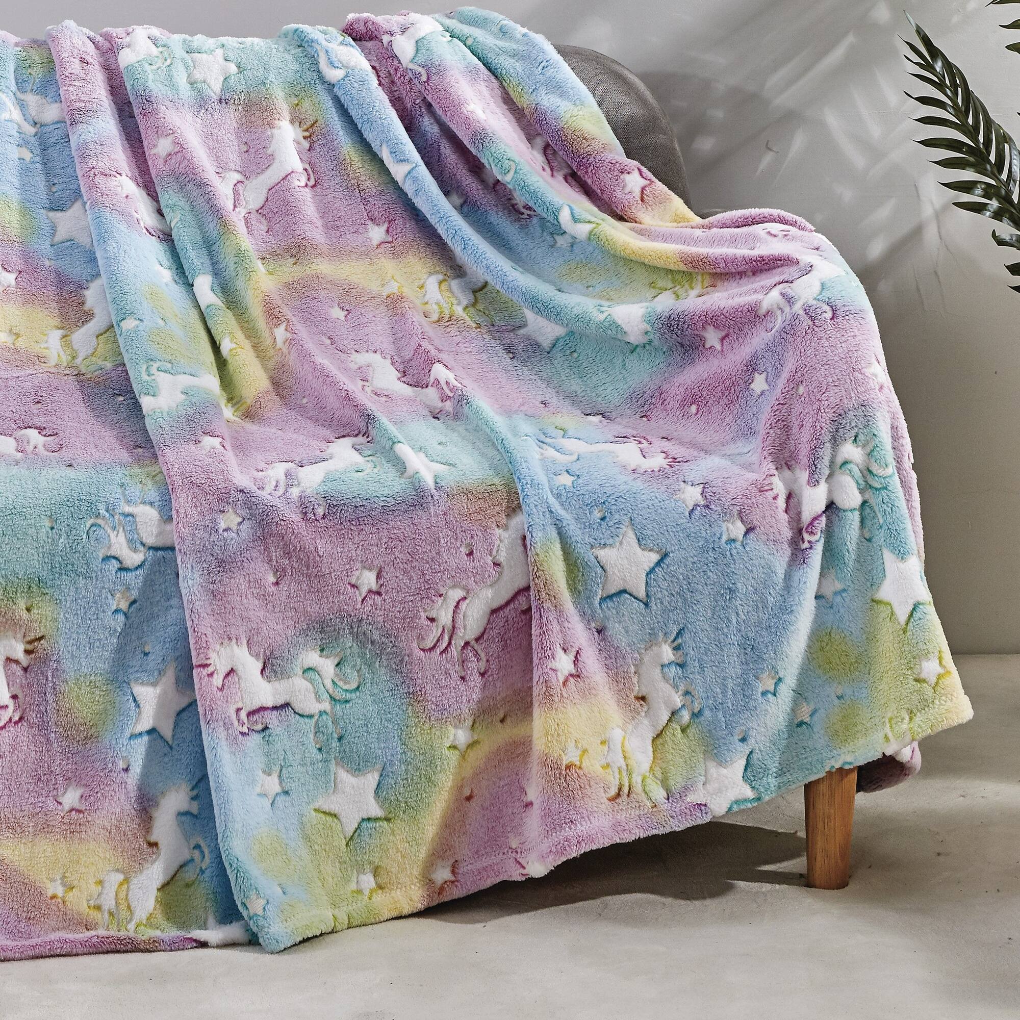 Alt View 3. Noble House - Star Glow Unicorn Micro Plush All Season Throw 50" X 60" Multicolor by Plazatex - Multicolor.