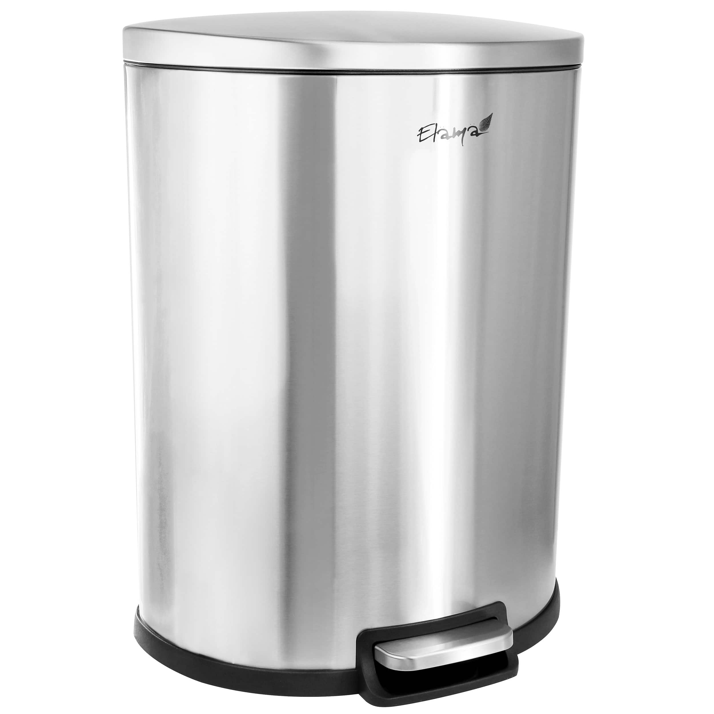 Elama - 50 Liter 13 Gallon Half Circle Stainless Steel Step Trash Bin with Slow Close Mechanism in Matte - Silver