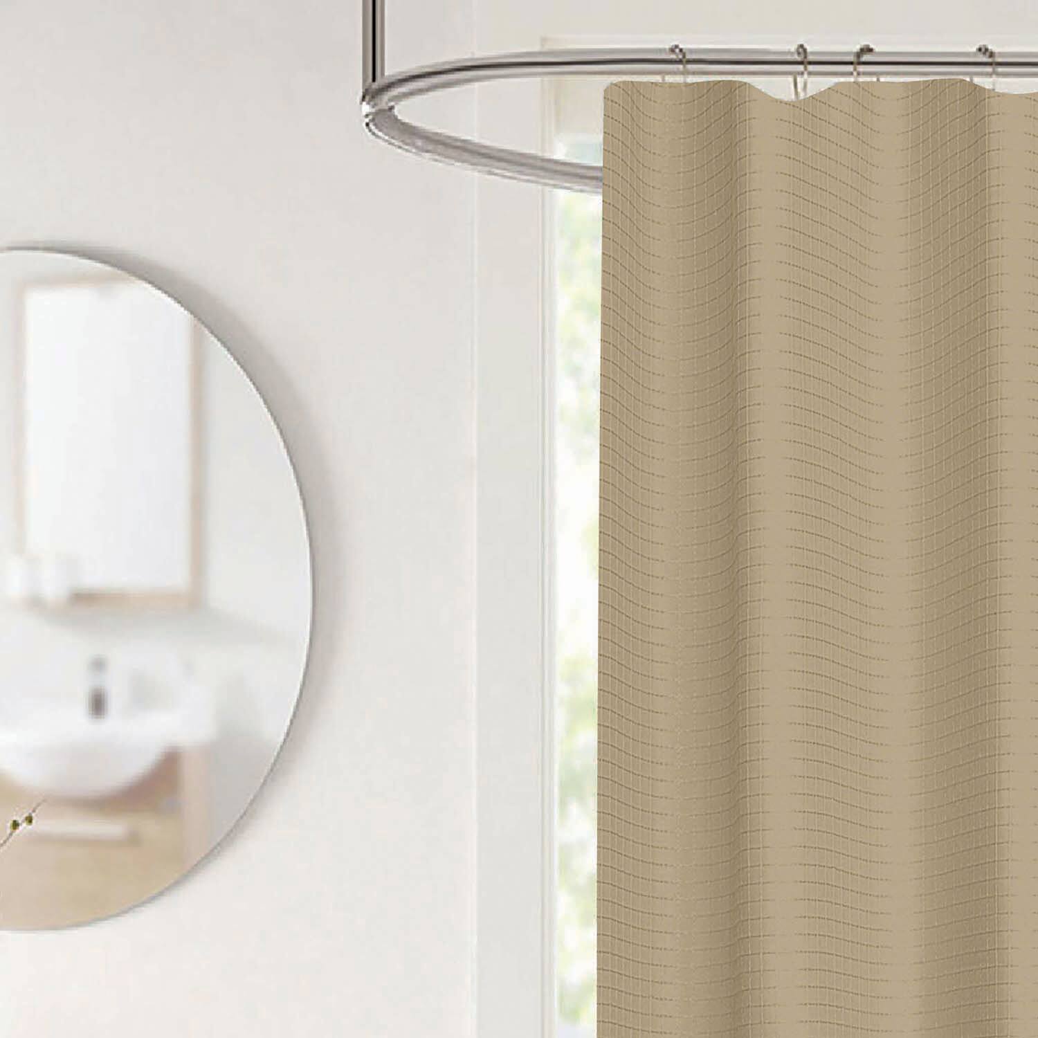 Angle. RT Designers Collection - RT Designer Collection Bliss Waffle Shower Curtain 70" x 72" Taupe - Taupe.