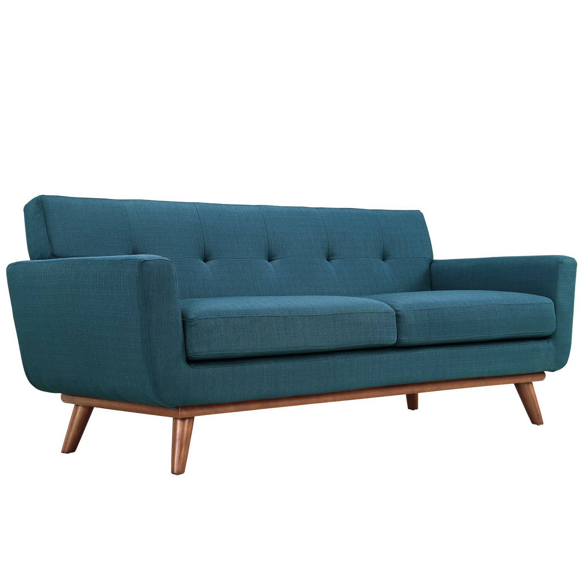 Angle. Modway - Engage Upholstered Fabric Loveseat by Modway - Azure.