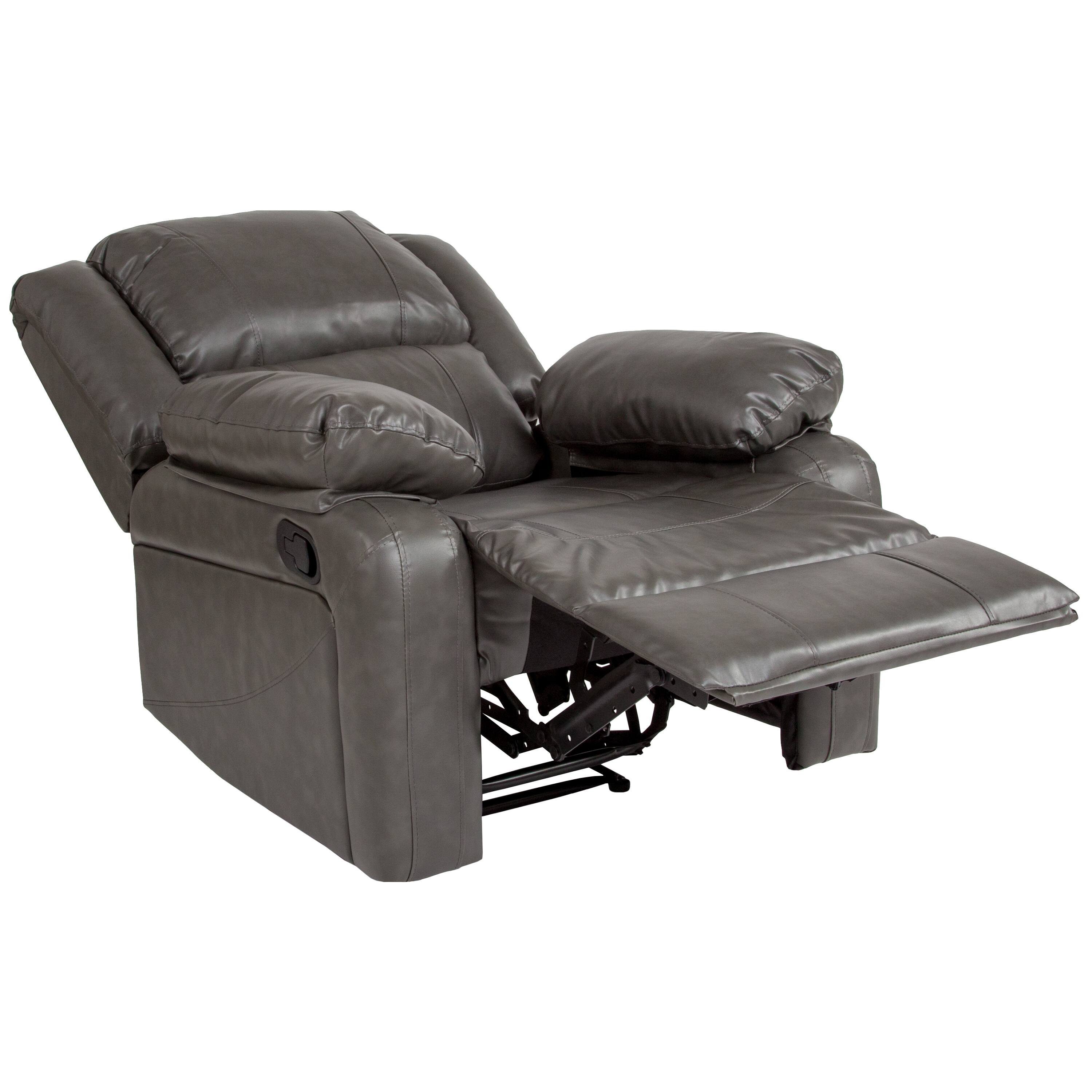 Alt View 10. Emma + Oliver - Recliner with Bustle Back and Padded Arms - Gray LeatherSoft.
