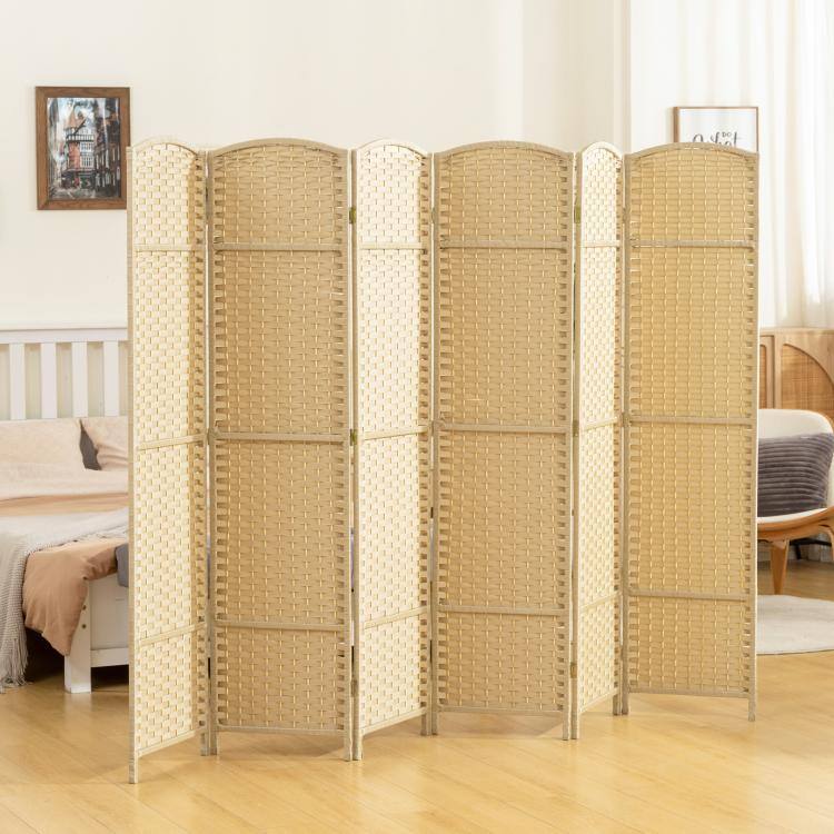 Alt View 1. PULUZ - Folding Room Divider Screen 6 Panel 5.6' Tall Privacy Screen Freestanding Room Partition for Home Office - Beige.