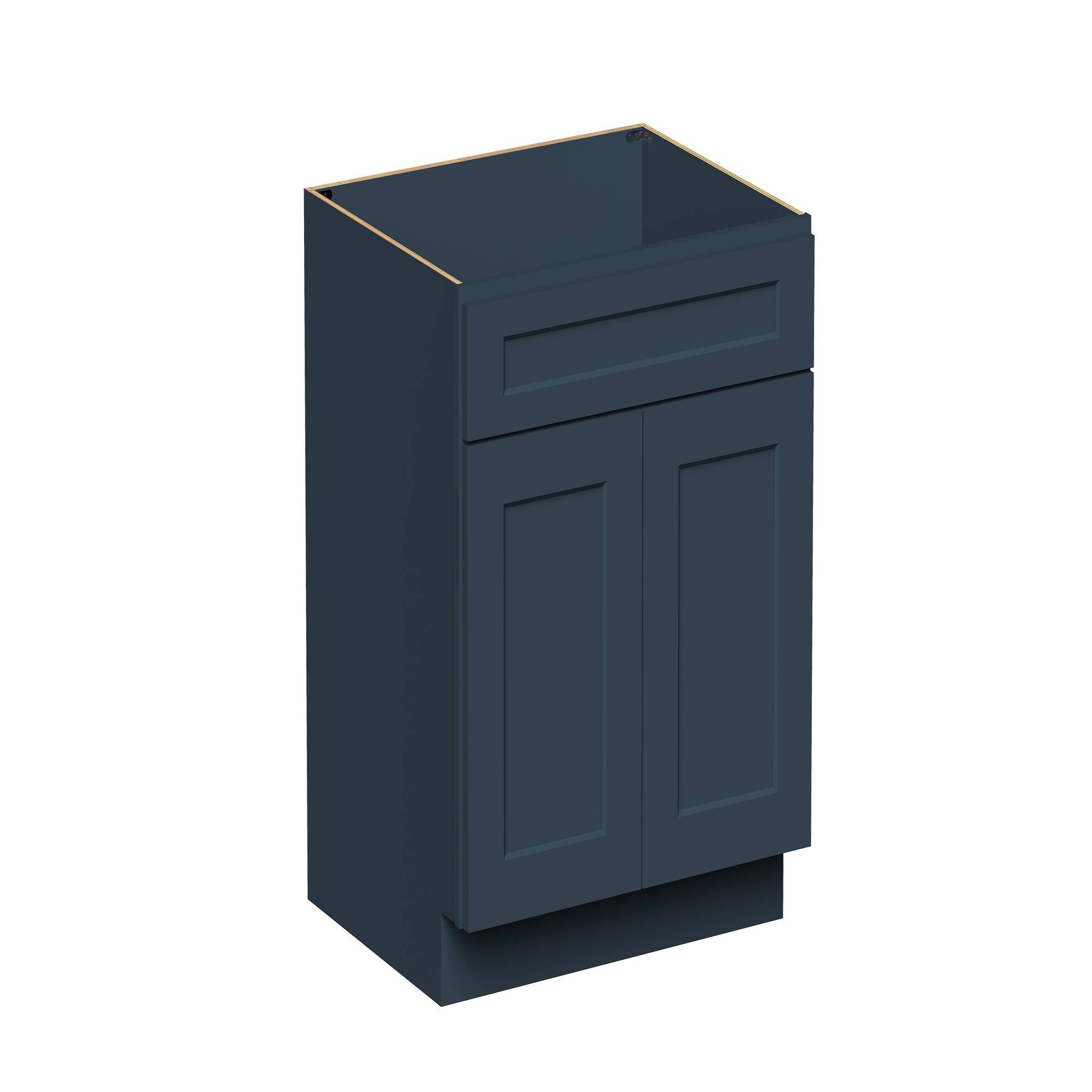 Angle. Boyel Living - 30-in W x 34.5-in H x 24-in D Shaker RTA Kitchen Sink Base Cabinet with Soft-Close - Charcoal Blue.
