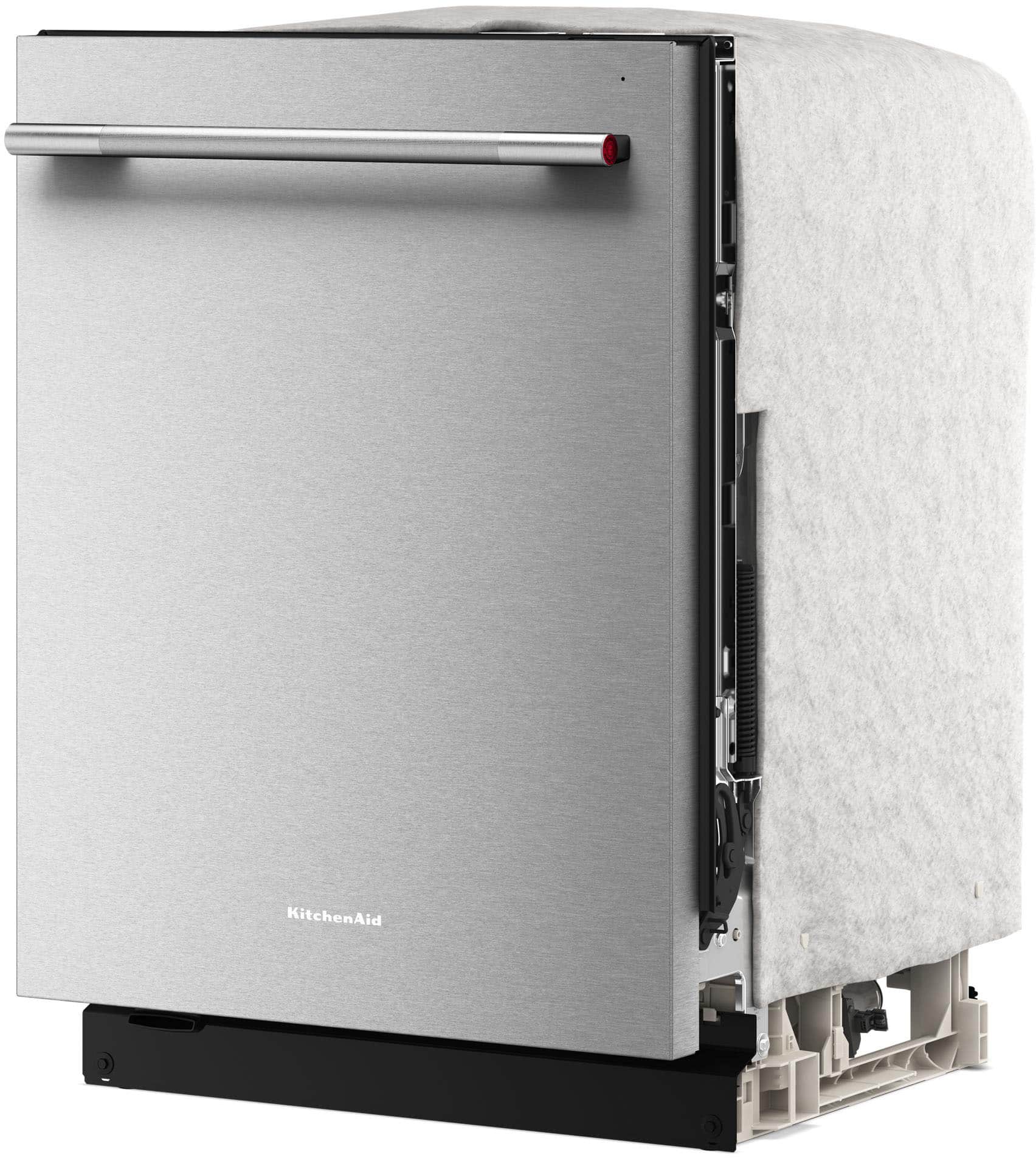 Angle. KitchenAid - 24" Top Control Built-In Dishwasher with 360 Max Jets Third Rack and Advanced ProDry System, 44 dBA - PrintShield Stainless.