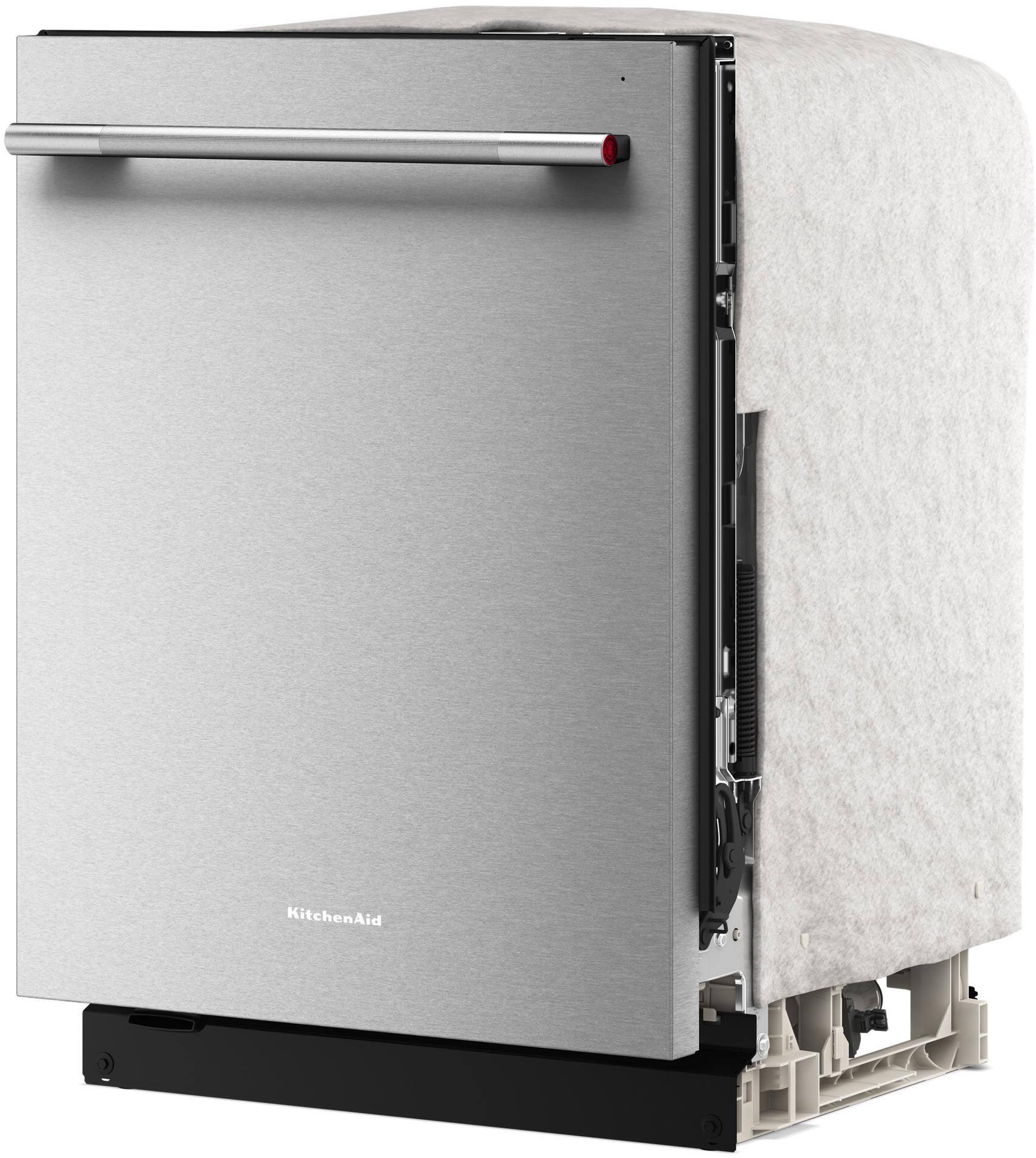 Angle. KitchenAid - 24" Top Control Built-In Dishwasher with 360 Max Jets Third Rack and Advanced ProDry System, 44 dBA - PrintShield Stainless.