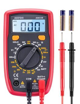 AstroAI - Digital Multimeter 2000 Counts, AC/DC Voltmeter, Ohm, Measures V/A/Ω/Continuity/Diode - Black