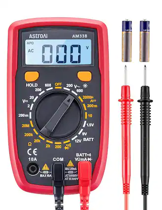 AstroAI AM33B
APO AC 0.00 V
HOLD 200 OFF 600 200 V~ 600 20 V
2000μ A~ 200m 200m 10 20M 200k 20k
CE 10A 1.5V 9V 12V BATT 2k 200 BATT COM VΩmA
MAX 250mA MAX 10A AT II 600V AT III 300V
1.5V MERCURY CADMIUM
1.5V MERCURY CADMIUM