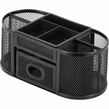 Front. Lorell - Lorell Mesh Desktop Organizer Desktop Compact Sturdy Removable Compartment Black Steel Mesh Plastic - Black.