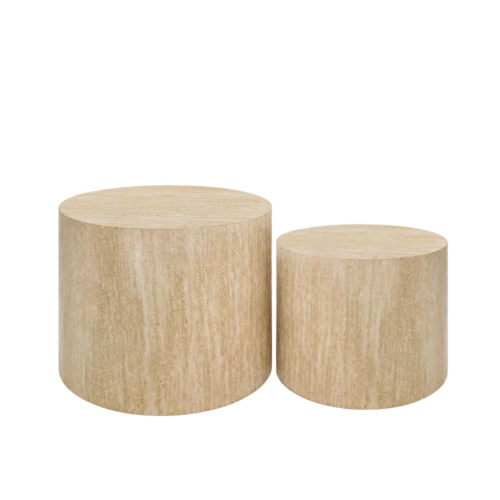 Alt View 6. Loheer - Loheer Nesting Coffee Table Set of 2 Modern Round Wood Side Table No Assembly Small Space Living Room Grey - Grey.