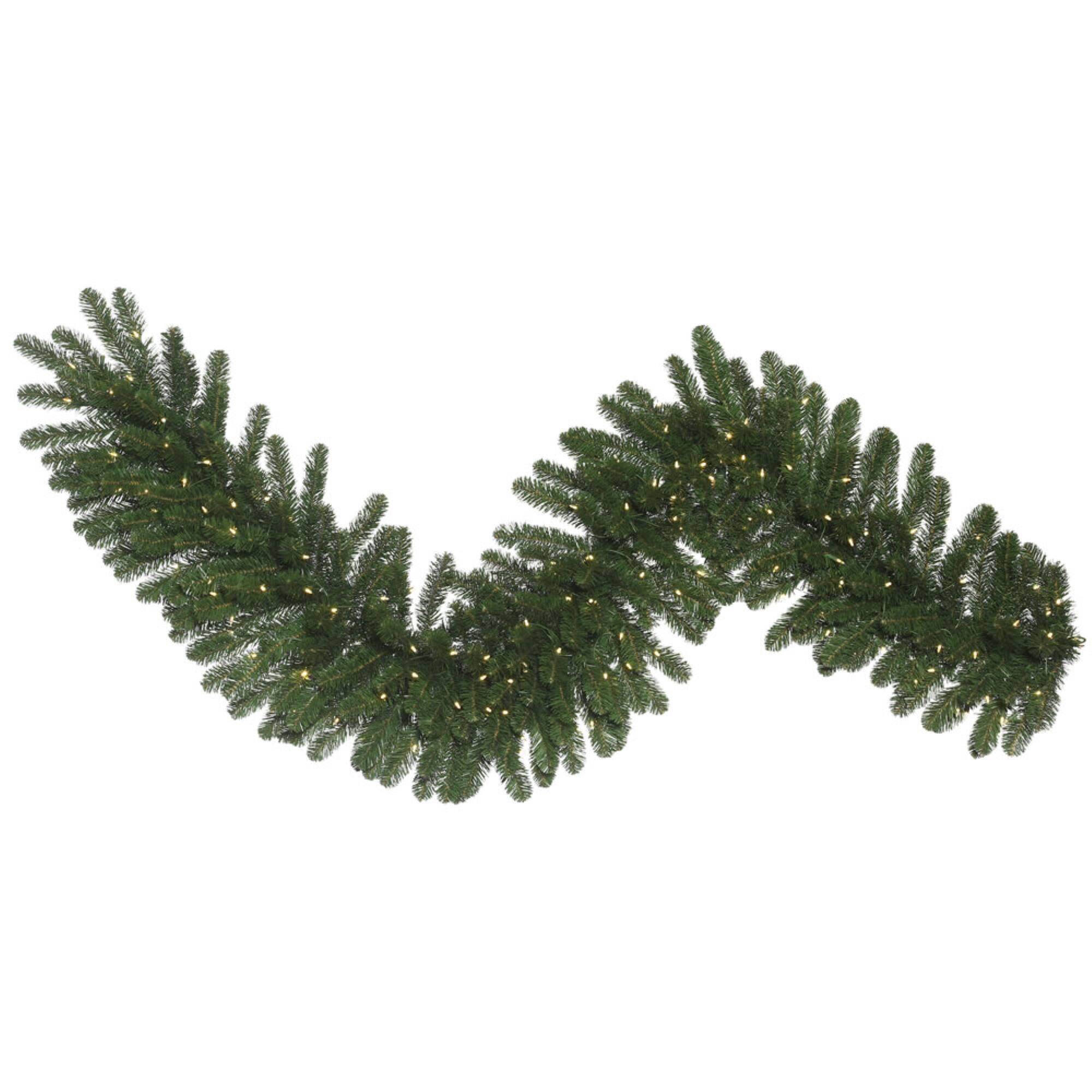 Front. Vickerman - Vickerman 9' x 20" Oregon Fir Garland Warm White Dura-Lit LED 200WW - Green.