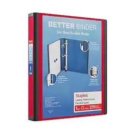 Staples - 1" 3-Ring Better Binder, D-Ring - Red