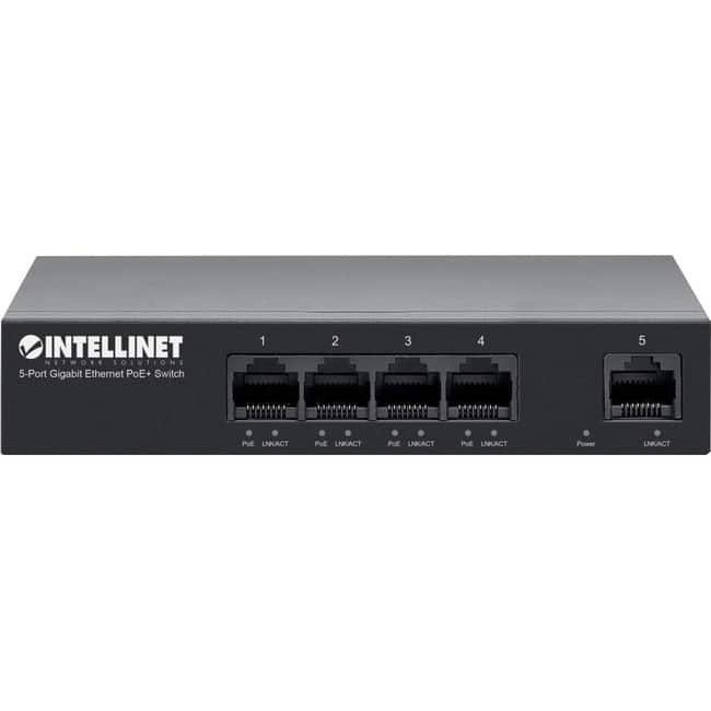 Intellinet - 5-Port Gigabit Ethernet PoE+ Switch - 5 Ports - Gigabit Ethernet - 10/100/1000Base-T - 40 W PoE Budget - Unknown