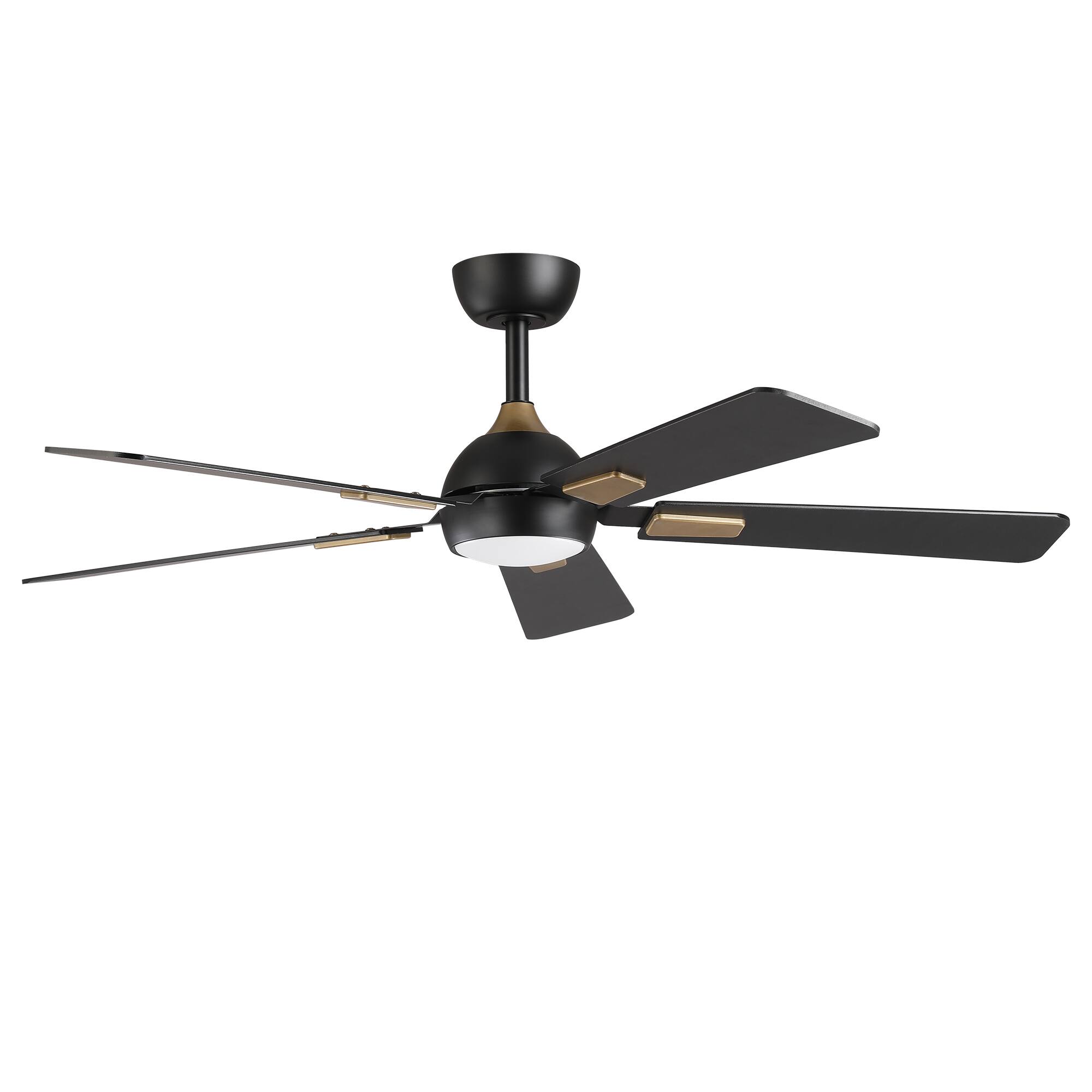 Alt View 2. Vaczon - 52 In. Modern Dimmable 3CCT LED Smart Ceiling Fan with Light, Remote and App Control, Double-Sided Blades, 6-Speed - Matte Black.