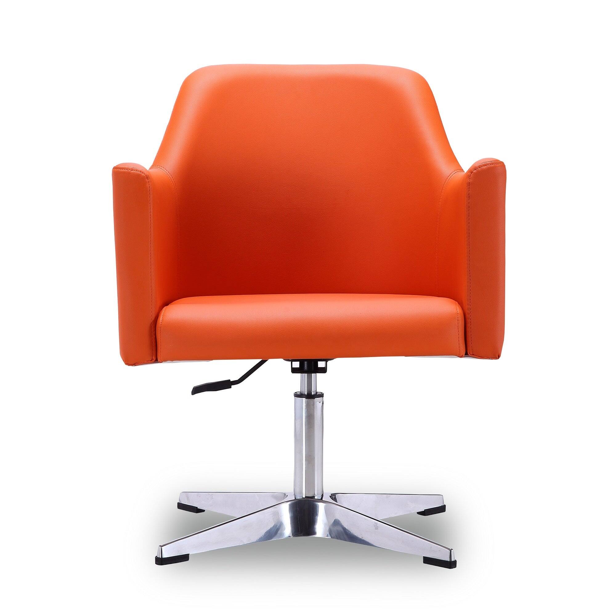 Alt View 1. Manhattan Comfort - Pelo Modern Vegan Leather Swivel Lounge Chair - Set of 2 - Orange.