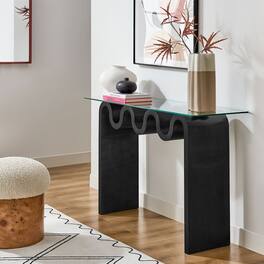 Ondine Glass Top 50" Console Table by Modway - Black