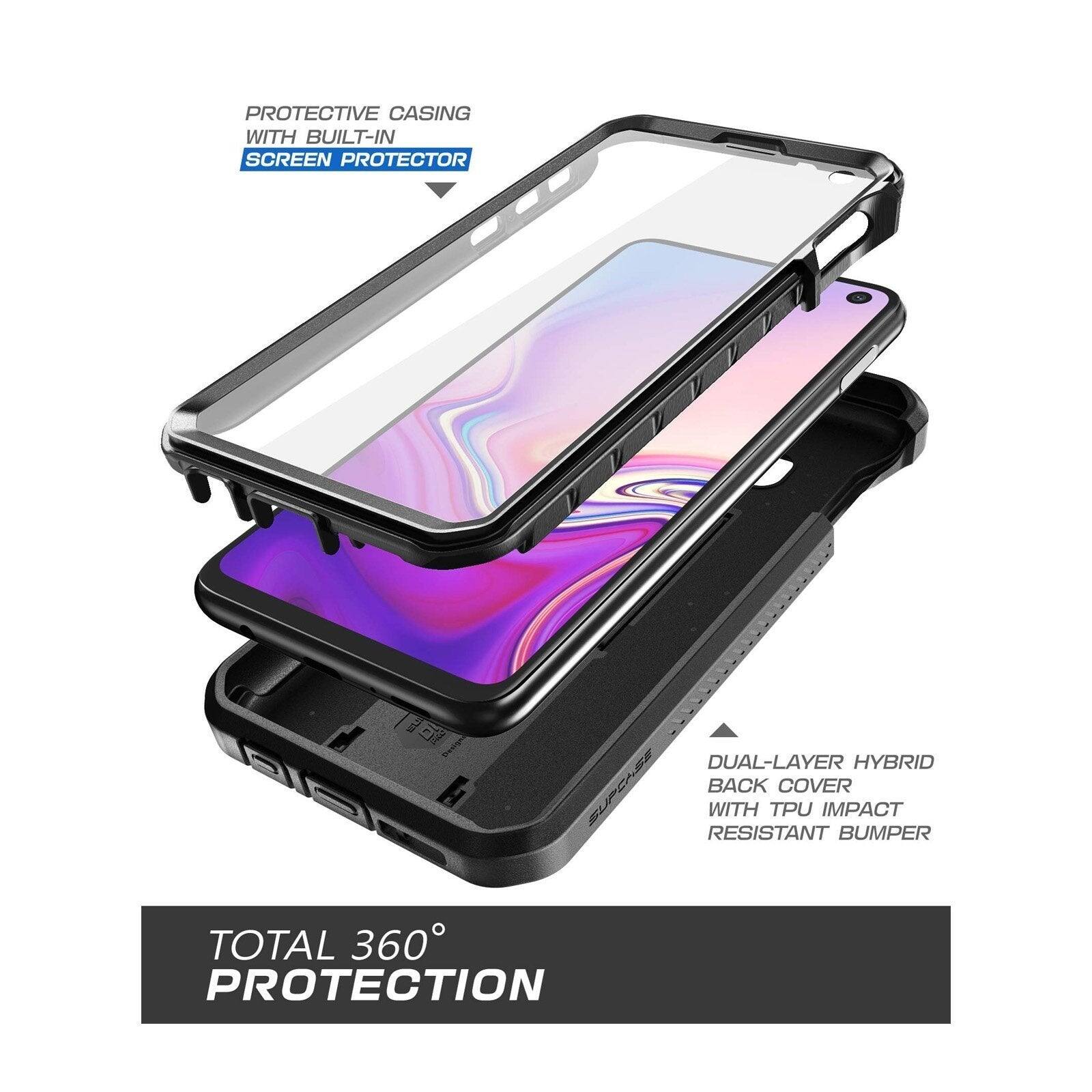 - Protective casing with built-in screen protector
- Dual-layer hybrid back cover with TPU impact resistant bumper
- Total 360° protection