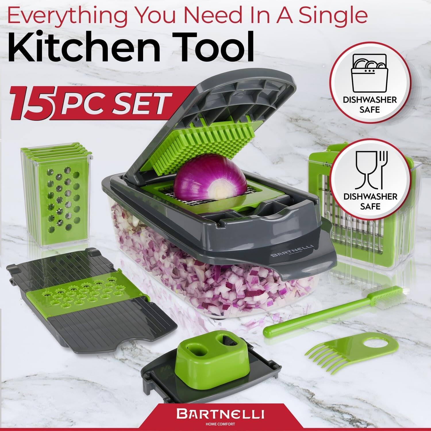Everything You Need In A Single Kitchen Tool, 15 PC SET, DISHWASHER SAFE, BARTNELLI HOME COMFORT