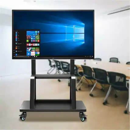 Front. Smart Tech - Mobile Floor Stand for Dell Interactive Monitor C7017T - Black.