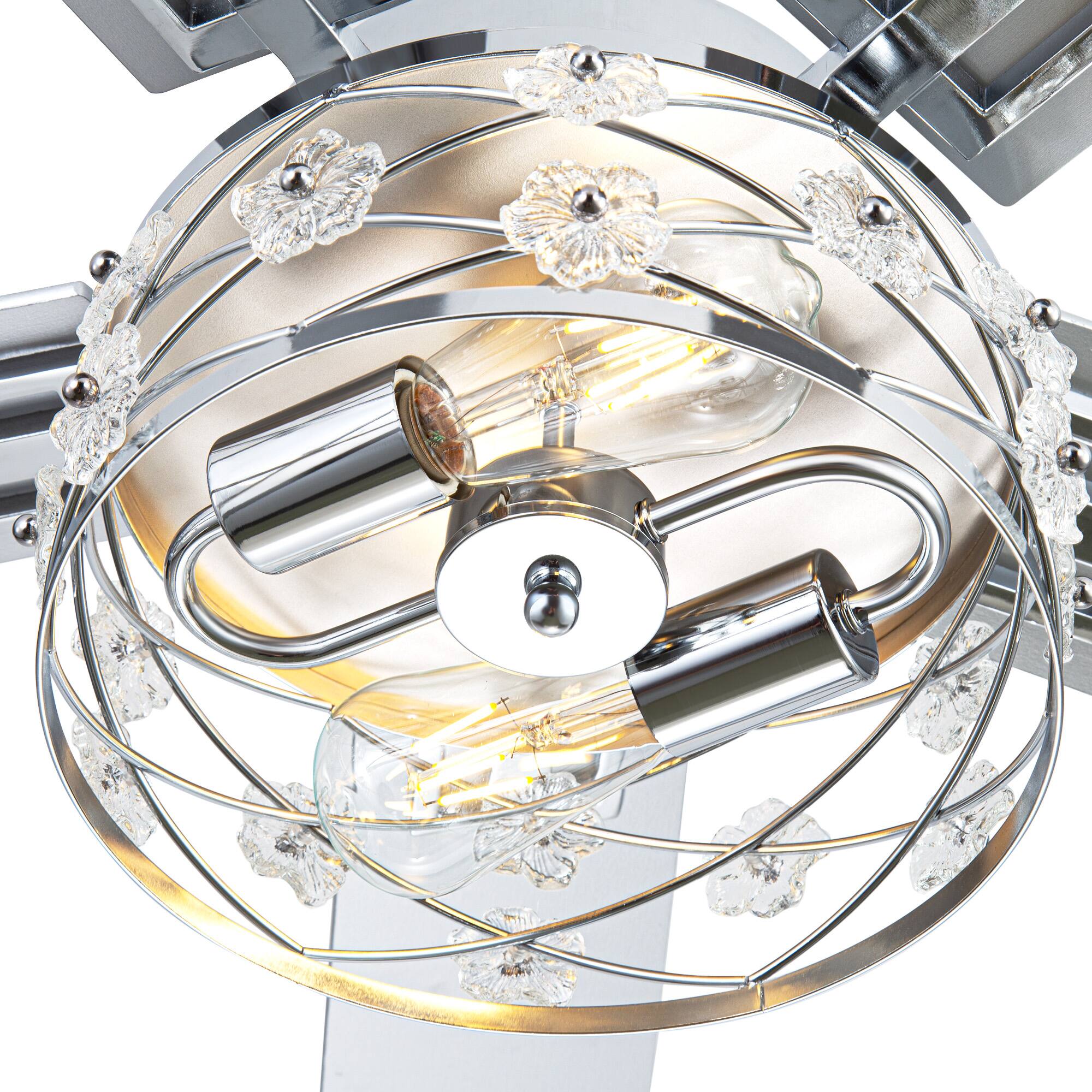 Alt View 9. Breezary - 52-Inch Indoor Ceiling Fan with Light Kit, 5 Plywood Dual-Finish Blades, DC Motor, 5/10'' Downrods, Remote, Glass Shade - Chrome with Silver & Woodgrain Blades.