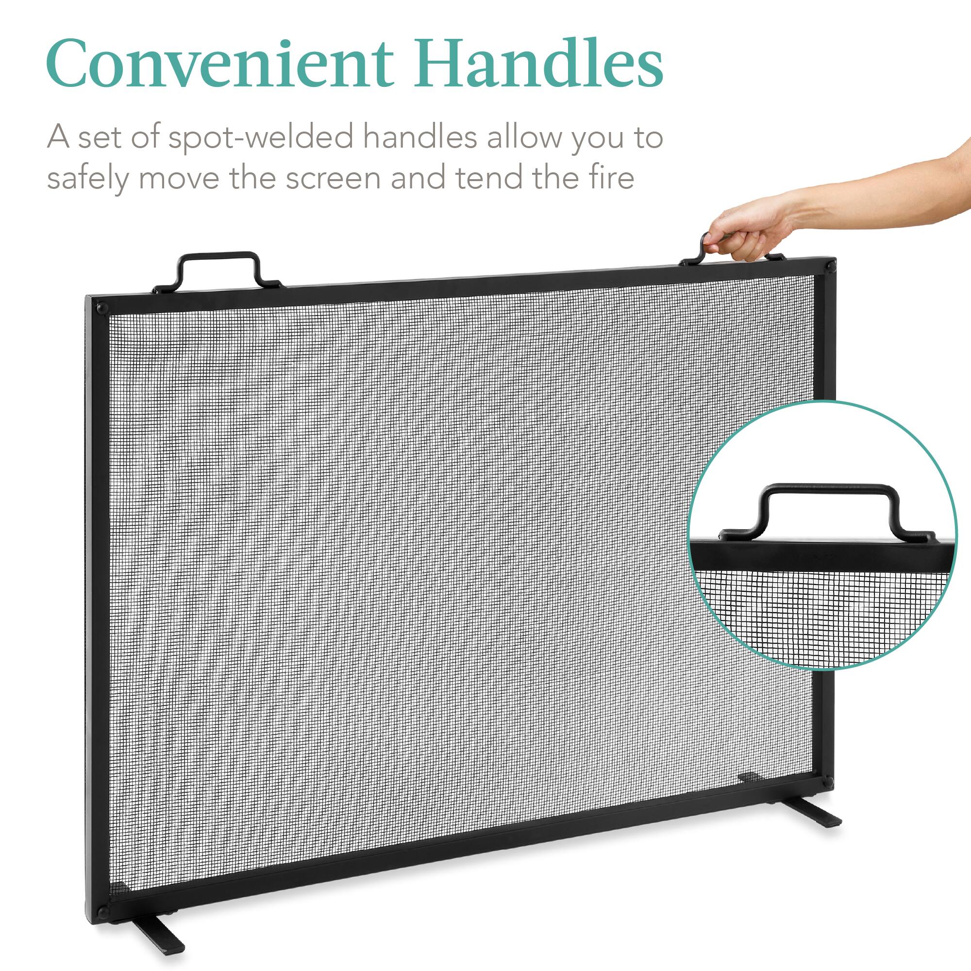 Convenient Handles

A set of spot-welded handles allow you to safely move the screen and tend the fire.