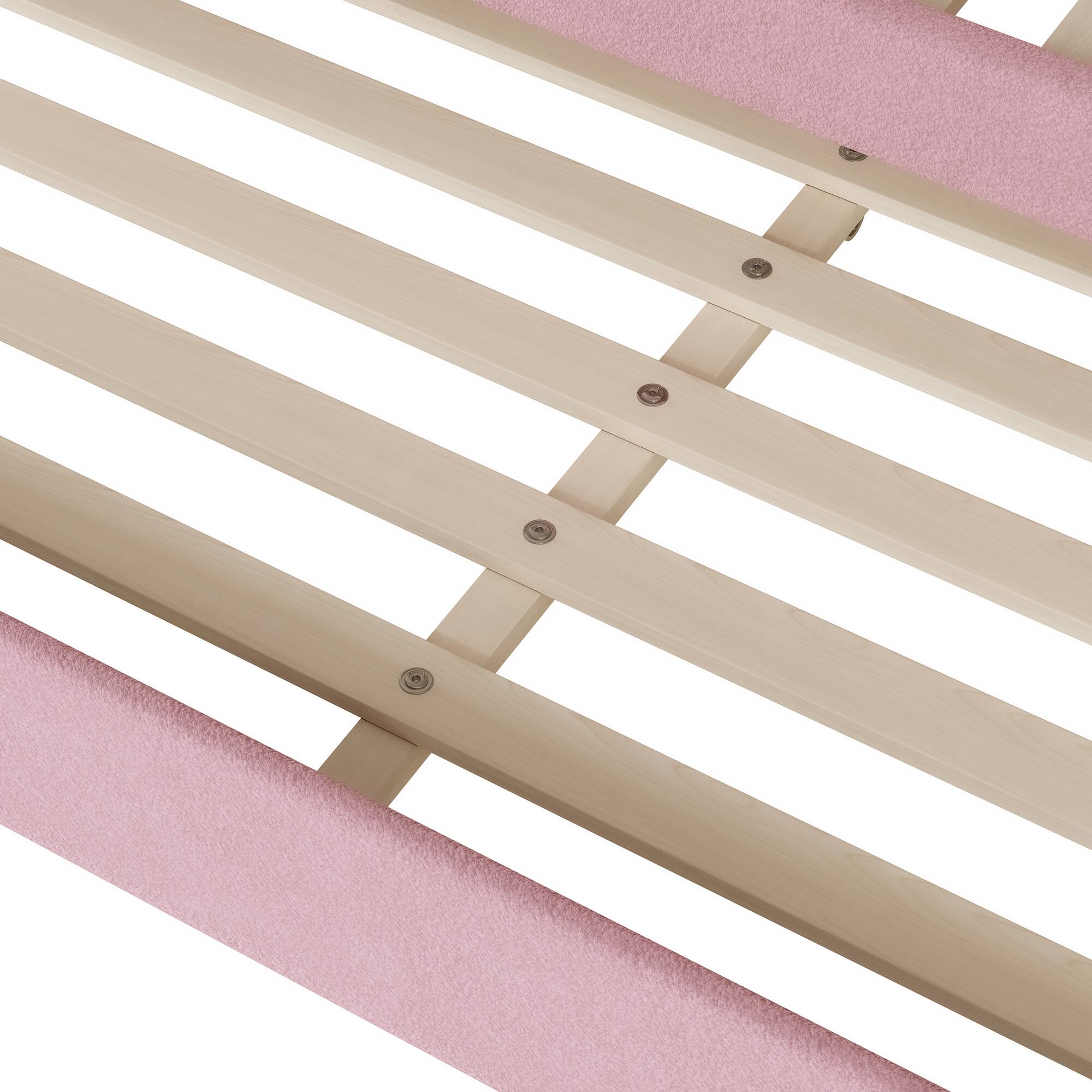 Alt View 9. Tiramisubest - Teddy Fleece Full Size Upholstered Daybed with Light and Trundle, Pink - Pink.