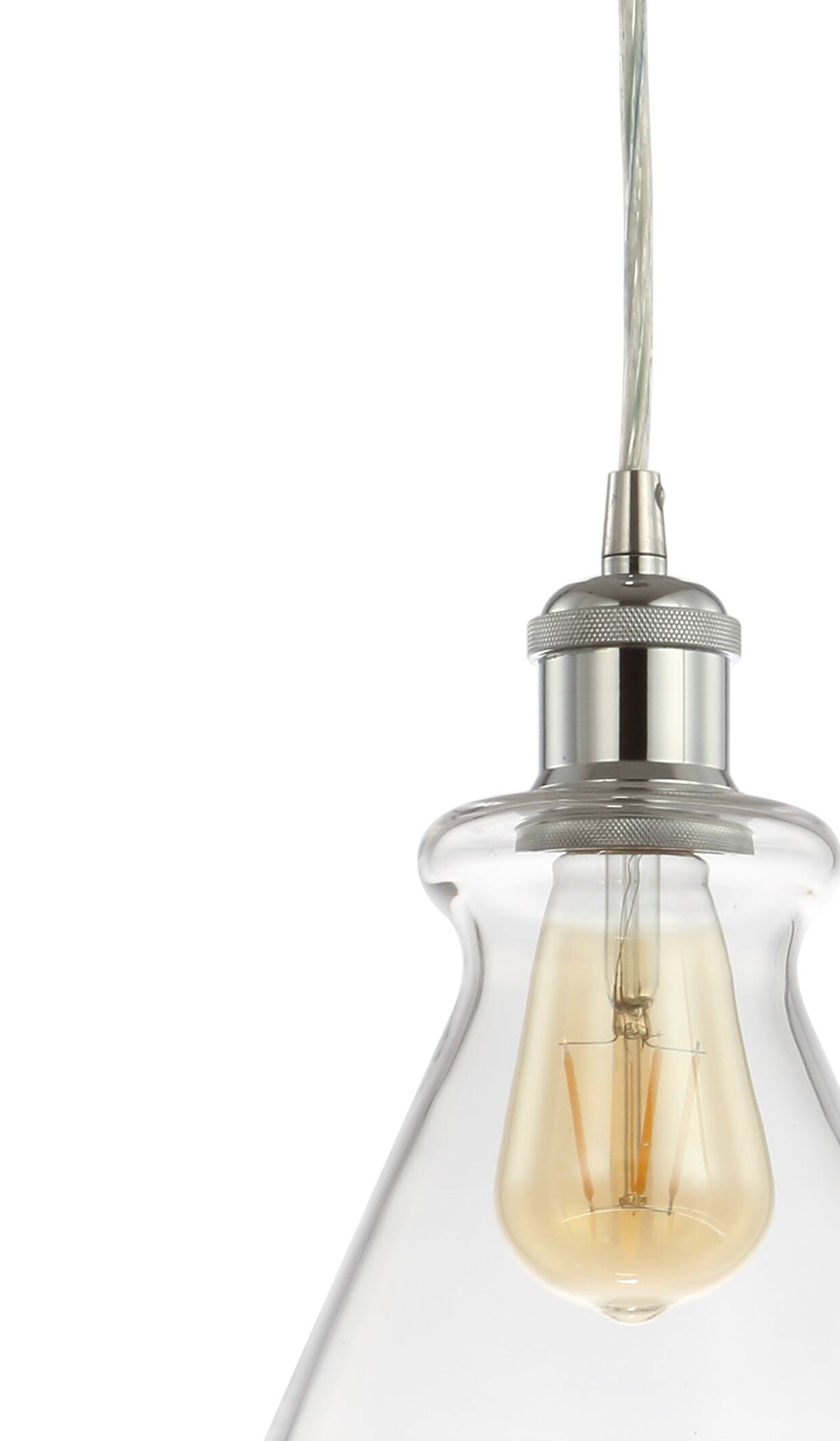 Alt View 4. Jonathan Y - Goldwater 7.5" Adjustable Drop Metal/Glass LED Pendant, Chrome - Chrome.