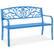 Front. Best Choice Products - Best Choice Products Outdoor Steel Bench Garden Patio Porch Furniture w/ Floral Design Backrest - Ocean Blue - Ocean Blue.