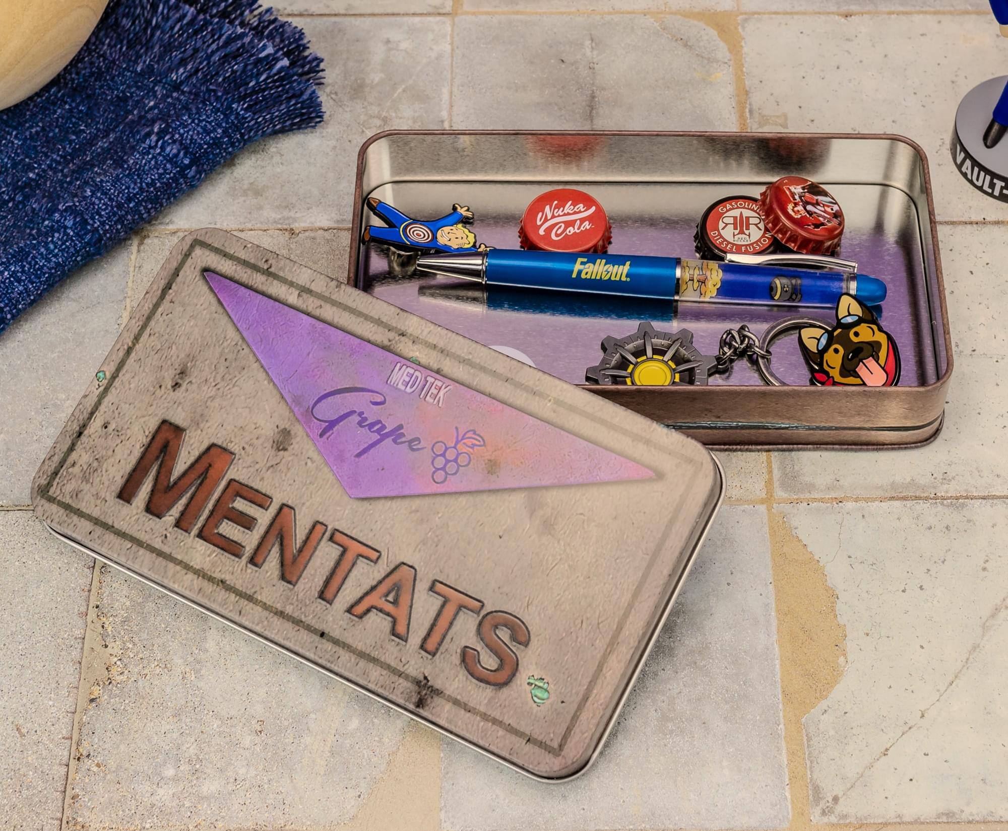 Nuka Cola  
Fallout  
Casqueta de Piel  
Vault-13  
Med Tek  
Grape Mentats