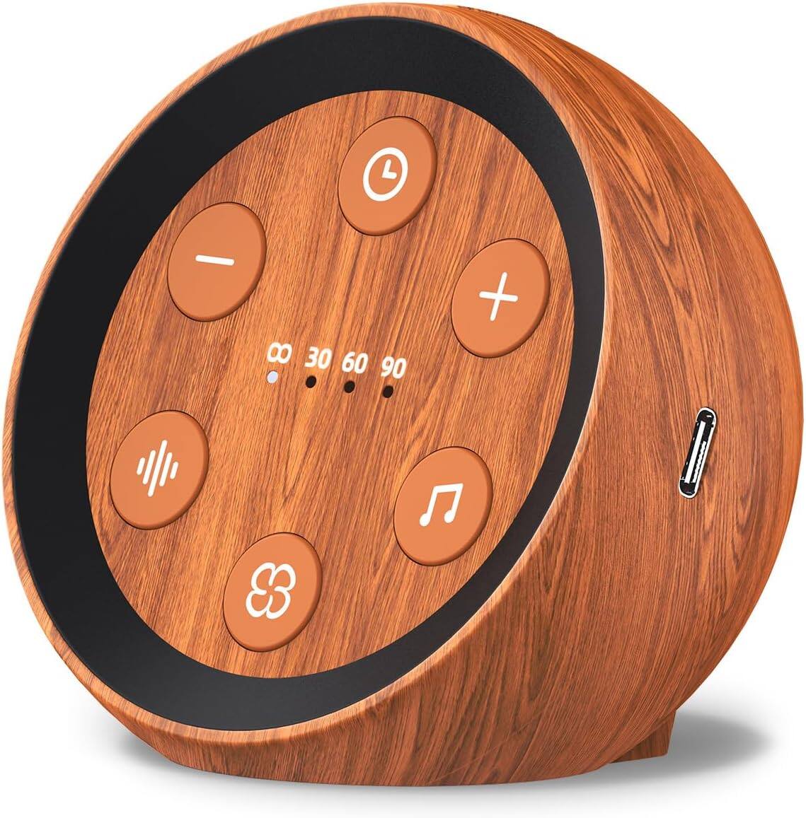 Front. FINEAK - Battery Powered Sound Machine White Noise Sleep Machine with 32 Calming Sounds - Wood gain.