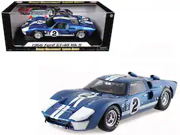 1966 Ford GT40 Mark II #2 Blue 12 Hours of Sebring 1/18 Diecast Car Model by Shelby Collectibles