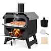Front. Gymax - Gymax 12'' Outdoor Pizza Oven w/ Pizza Stone Pizza Peel & Oxford Cloth Cover - Black.