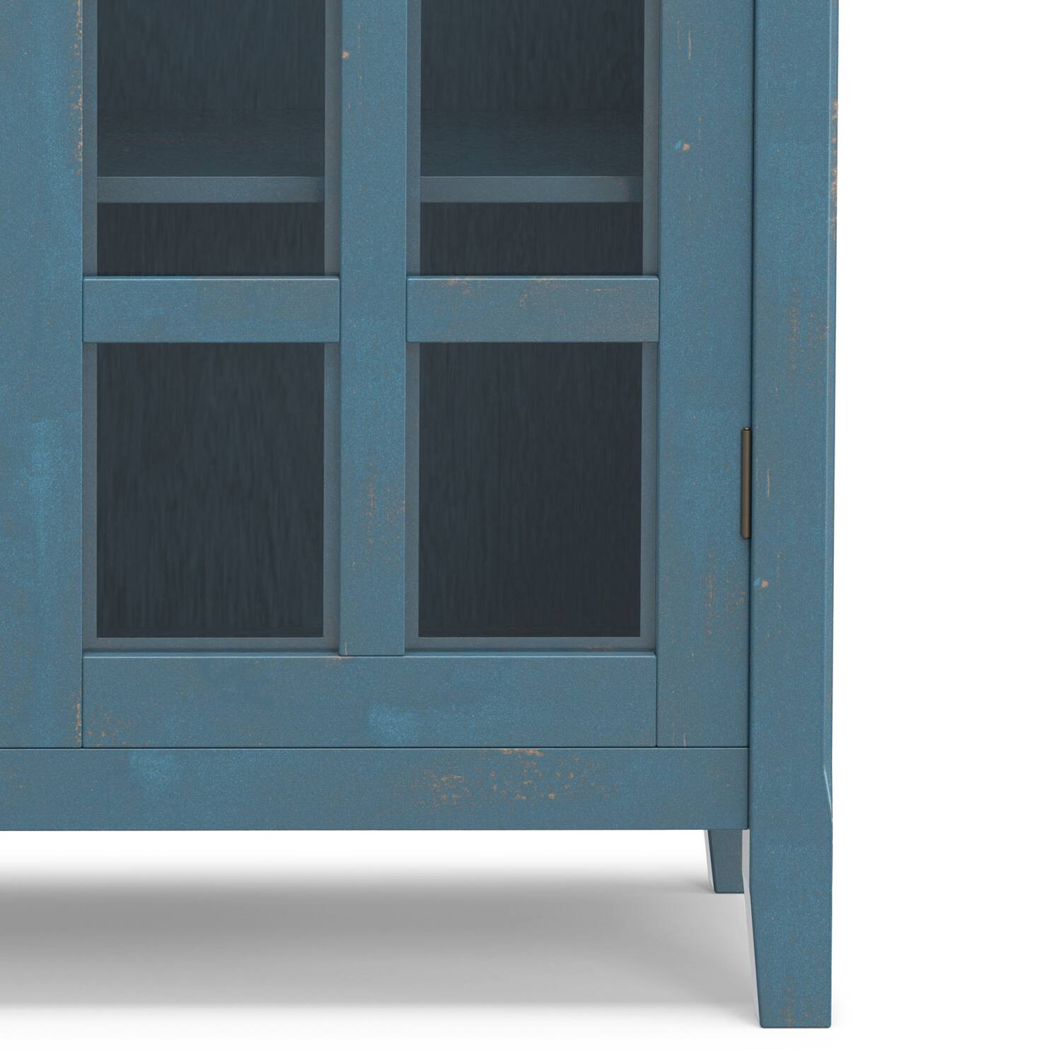 Alt View 4. Simpli Home - Acadian Medium Storage Cabinet - Distressed Coastal Blue.