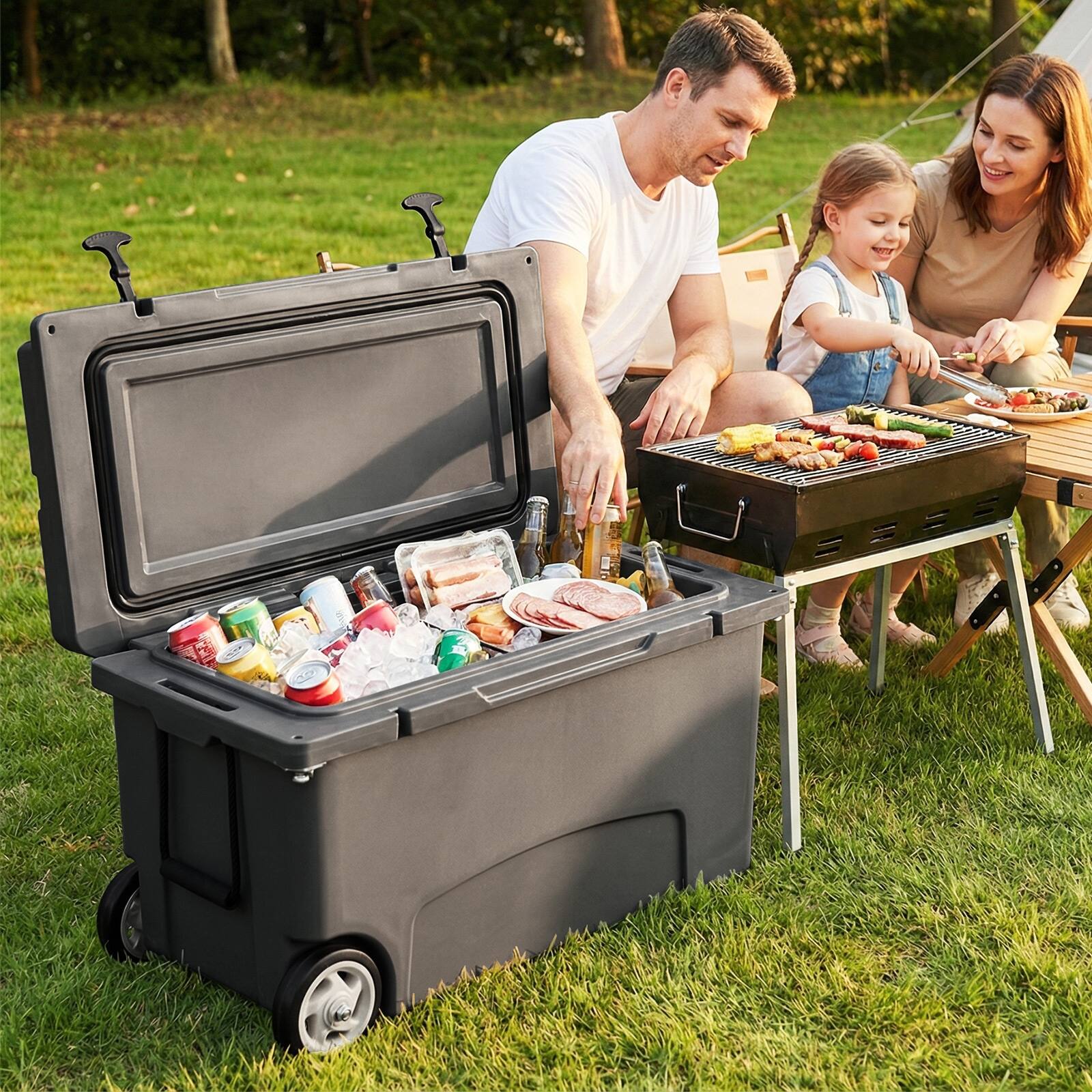 Alt View 1. Gymax - Gymax 75 Quart Portable Hard Cooler Insulated Rolling Cooler w/6-Day Ice Retention Gray - Grey.