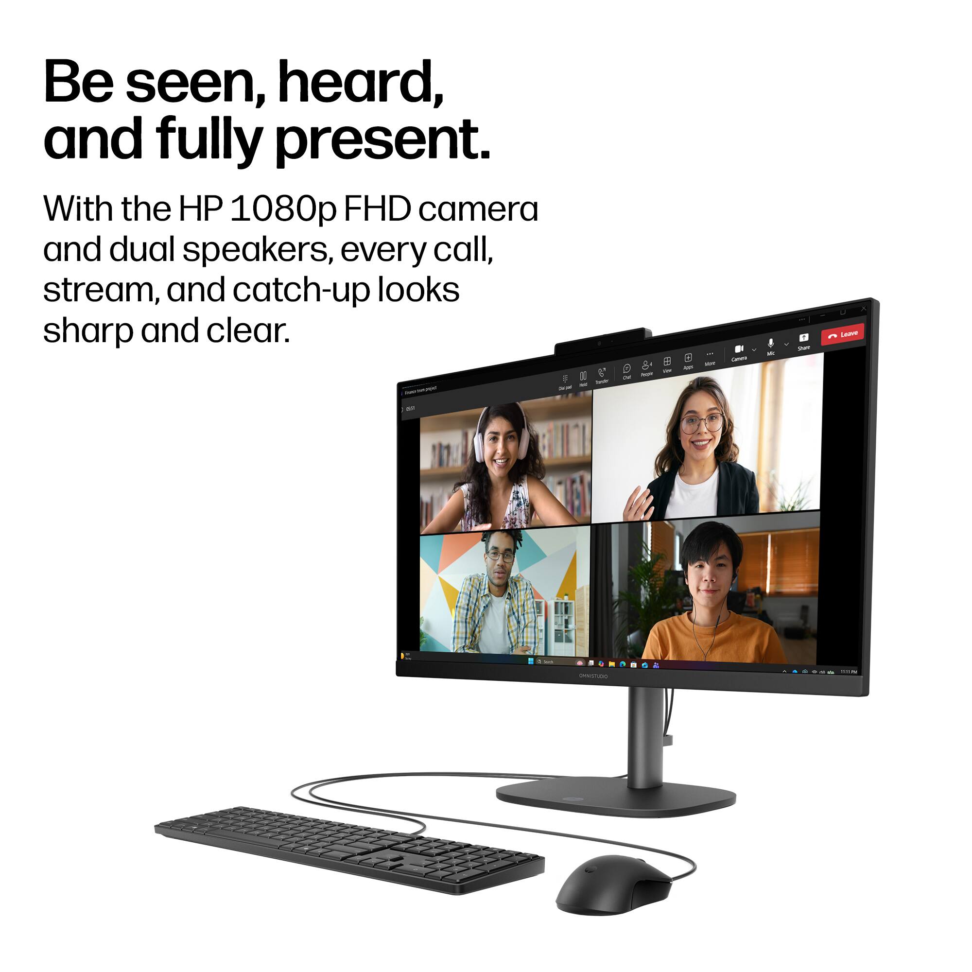 Be seen, heard, and fully present. With the HP 1080p FHD camera and dual speakers, every call, stream, and catch-up looks sharp and clear.