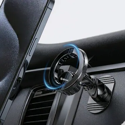 Front. Esoulk - Magnetic iPhone Magsafe Compatible Car Phone Mount Dashboard and Multi Surface Holder with Metal Ring - Black.