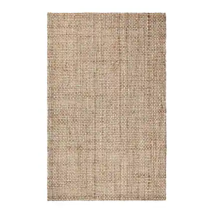 Front. Manhattan Lane - Large Area Rug, Two Tone Handwoven Grid Pattern - Beige, Brown.