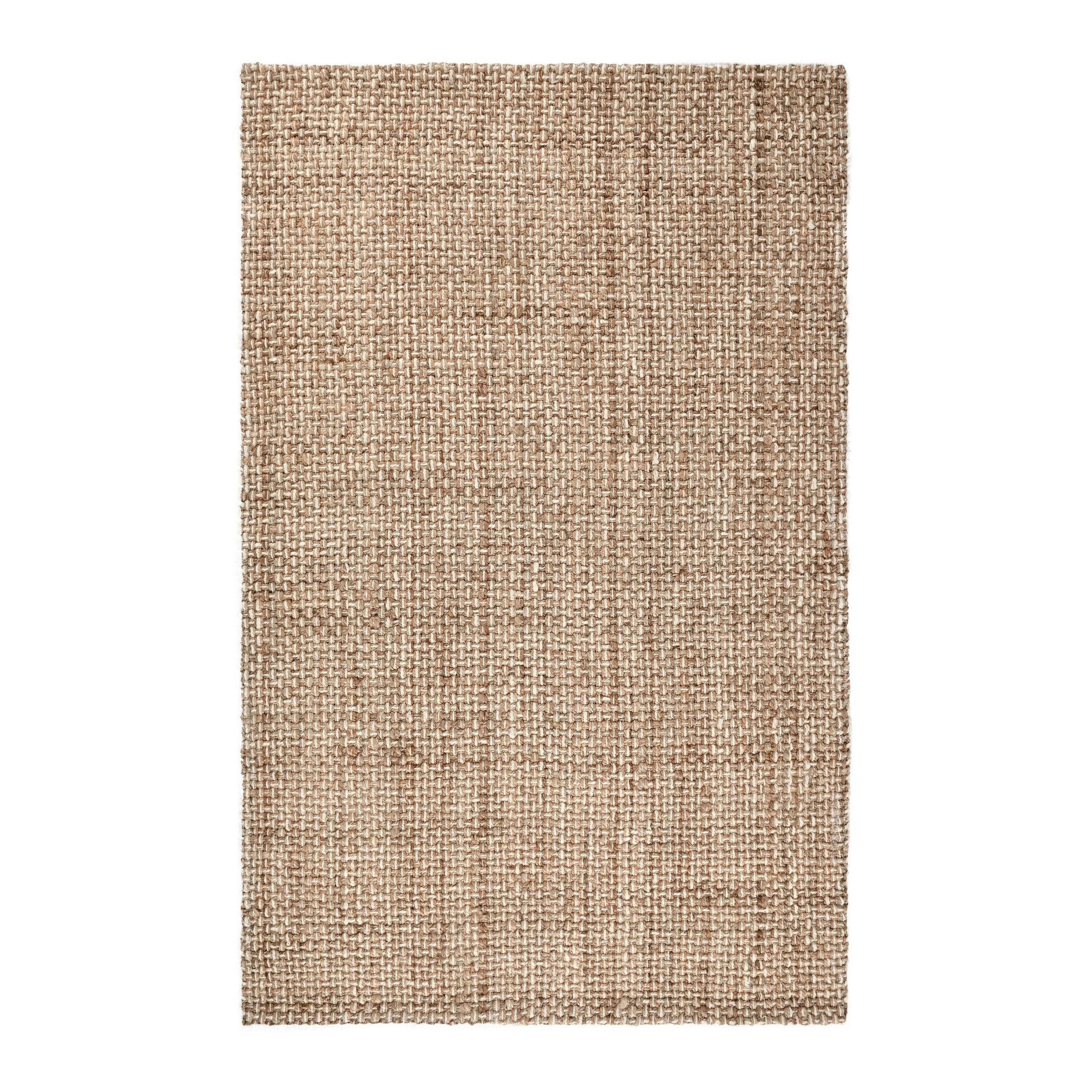 Front. Manhattan Lane - Large Area Rug, Two Tone Handwoven Grid Pattern - Beige, Brown.