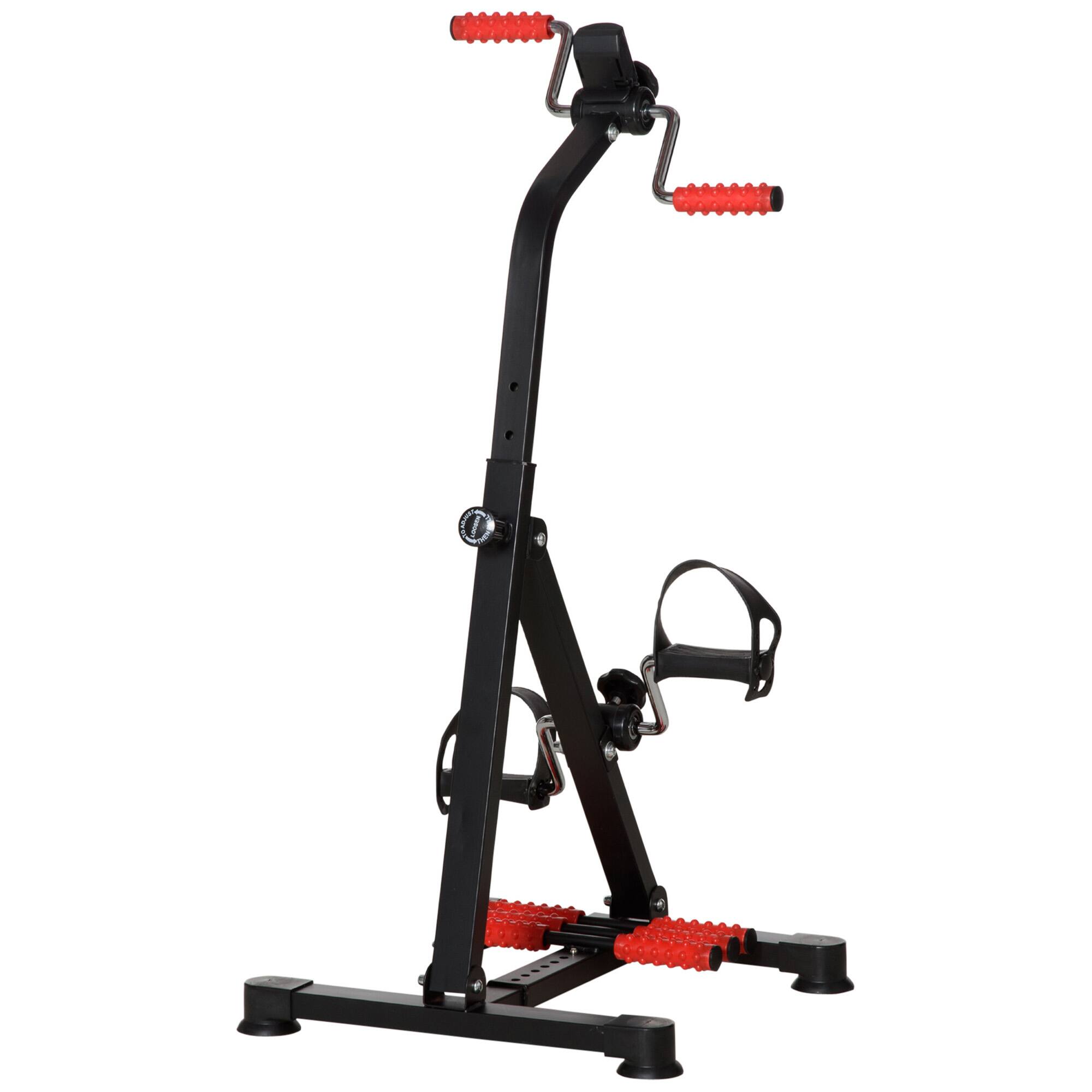 Front. Soozier - Pedal Exerciser, Hand Arm Knee and Leg Exercise Machine for Seniors, Height-adjustable - Black and Red.