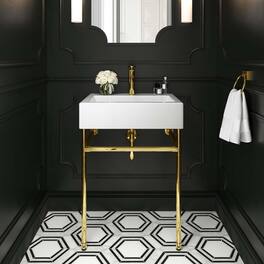 Modway - Redeem Wall-Mount Bathroom Vanity Basin Included - Gold White