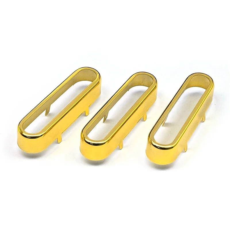 Front. Dazzling Pops - Brass Guitar Single Coil Pickups Covers Fit Strat St Electric Guitars (chrome) - Gold.