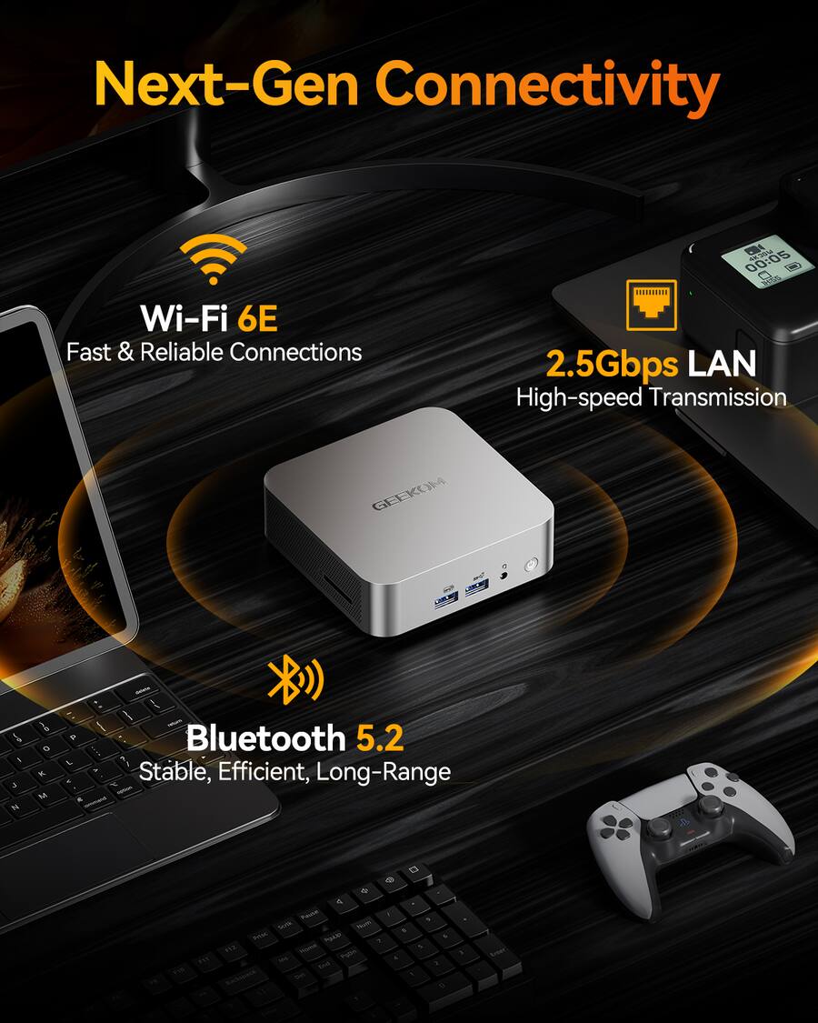 Geekom A8 AI Mini PC, AMD Ryzen 9 8945HS (up to 5.2GHz