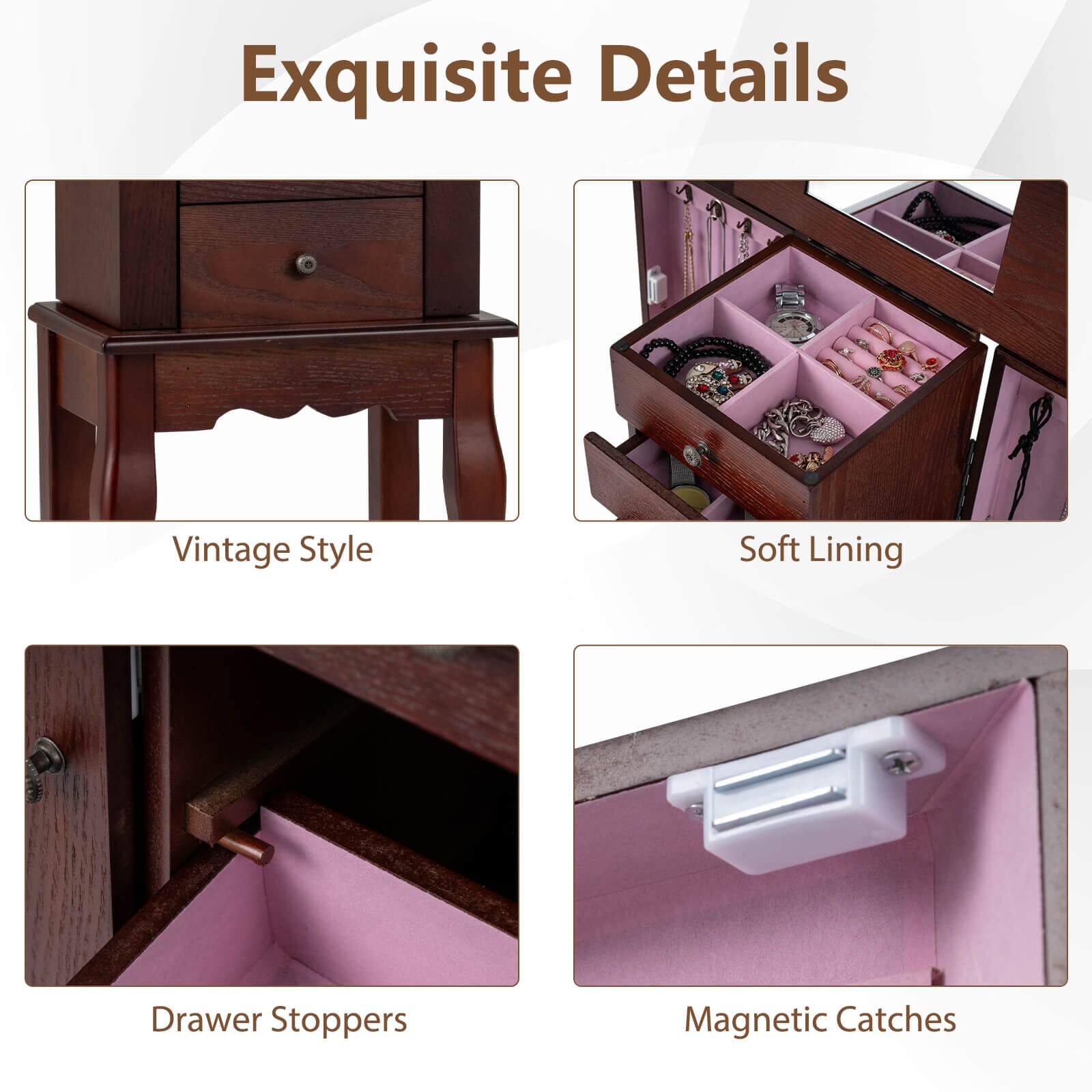Exquisite Details

- Vintage Style
- Soft Lining
- Drawer Stoppers
- Magnetic Catches
