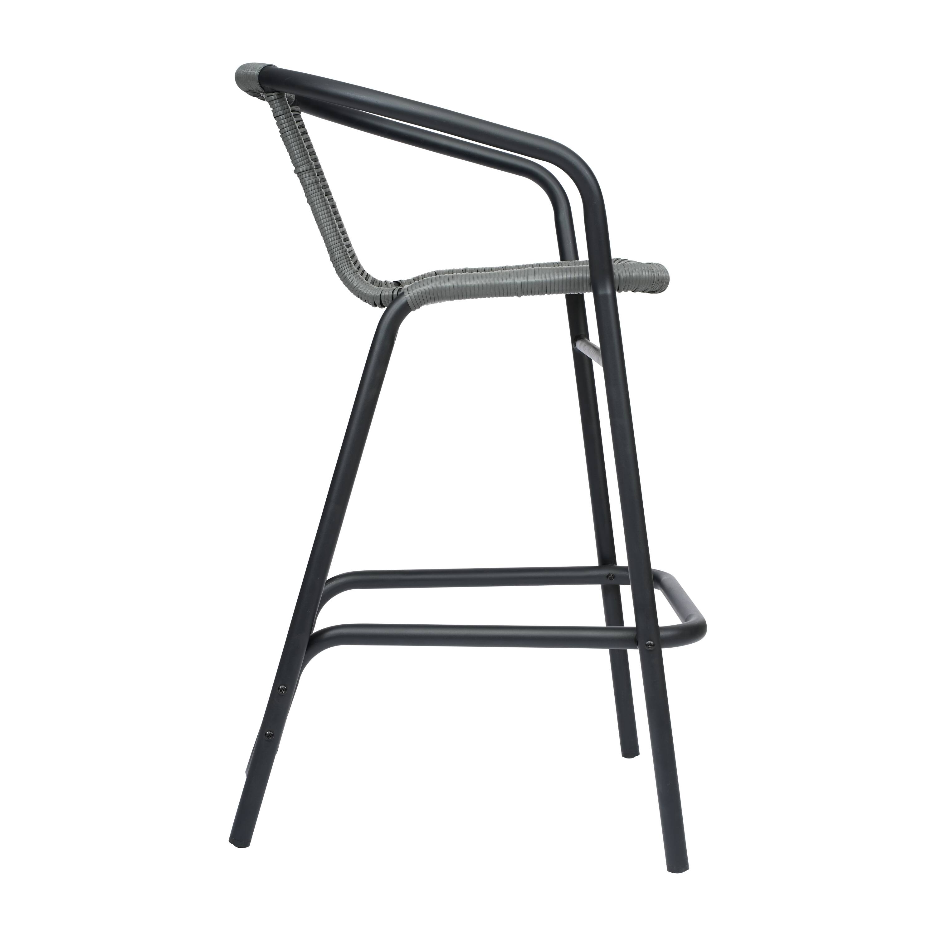 Alt View 7. Emma + Oliver - Rhea Set of Two Indoor/Outdoor Restaurant Style Rattan Barstools - Gray.
