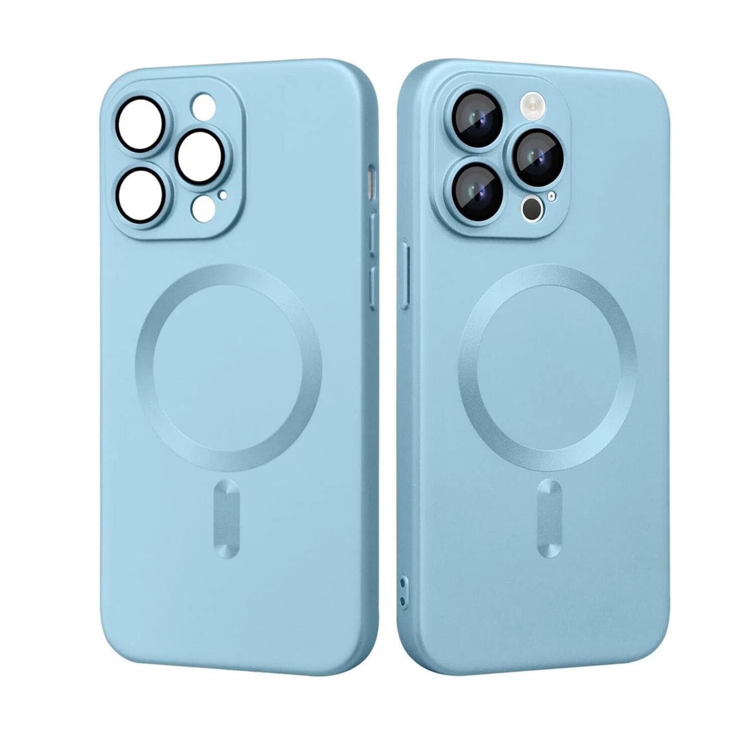 Angle. Stock Preferred - Soft Shockproof MagSafe Case  with Camera Lens Protector for iPhone 16 Pro Max Blue - Blue.