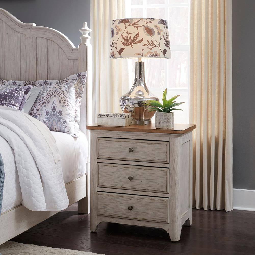 Alt View 2. Liberty Furniture Industries - 3 Drawer Night Stand w/ Charging Station - White.