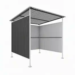 RYHNUYNE - 6x6 FT Outdoor Pergola,Hardtop Lean-to Grill Gazebo & Bike Storage Shed for Patio Deck Lawn Backyard - Gray